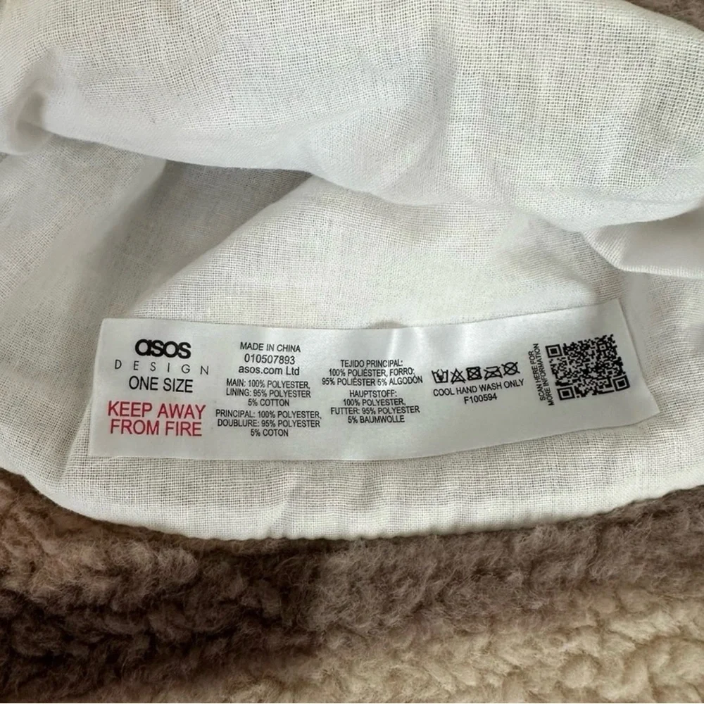 ASOS Sherling Bucket Hat in Tan Plaid Cream and Brown Adult